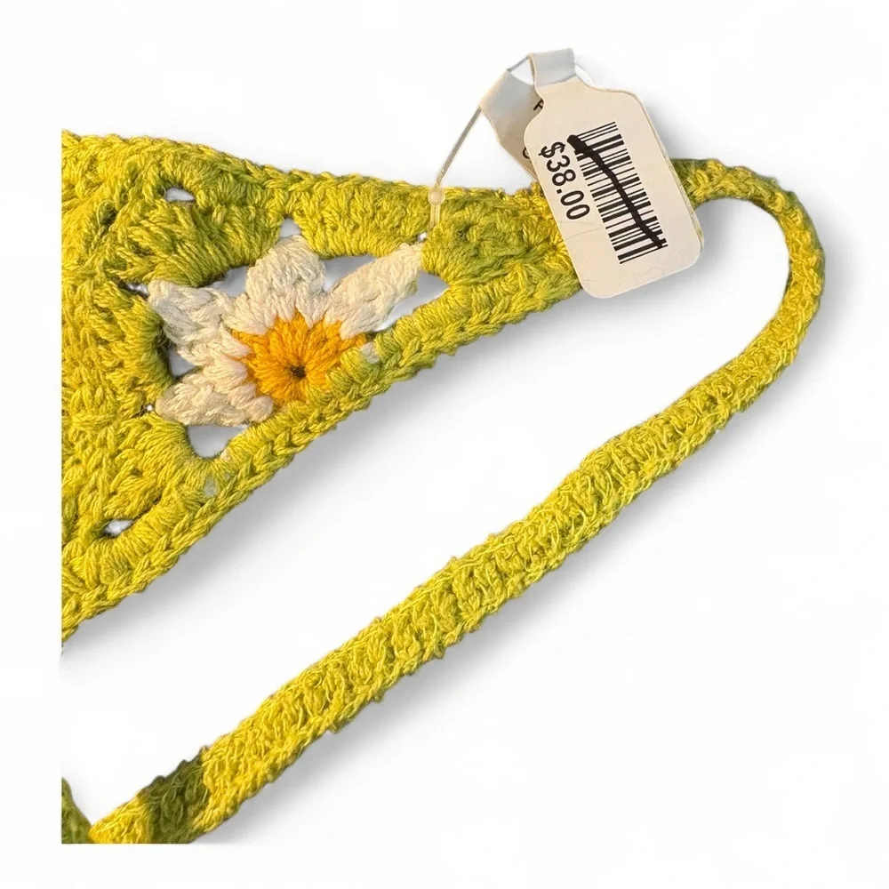 Crochet Floral Triangle Hair Scarf NWT